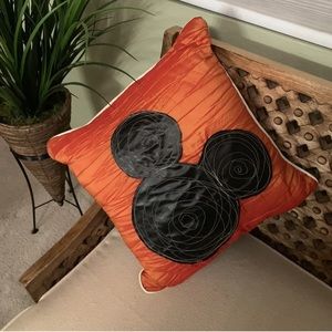 Disney Mickey Mouse Reversible Throw Pillow Black/Orange/Silver Fall Halloween